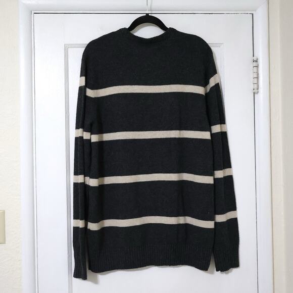 NWT American Eagle Striped Dark Gray Wool Sweater L Tall Skater Punk Grunge 90s - Picture 5 of 6